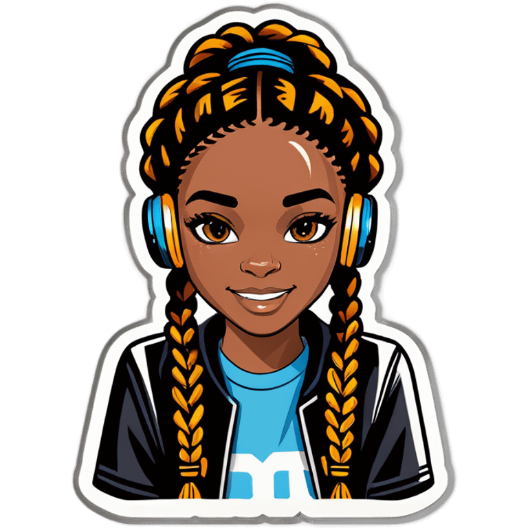 Black teen girl DJ with braids emoji