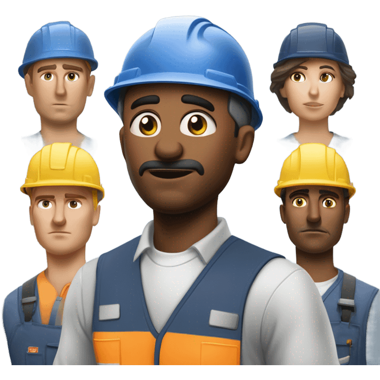 blue collar workers photorealistic serious emoji