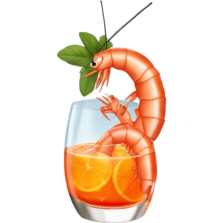 A shrimp drinking an aperol spritz emoji