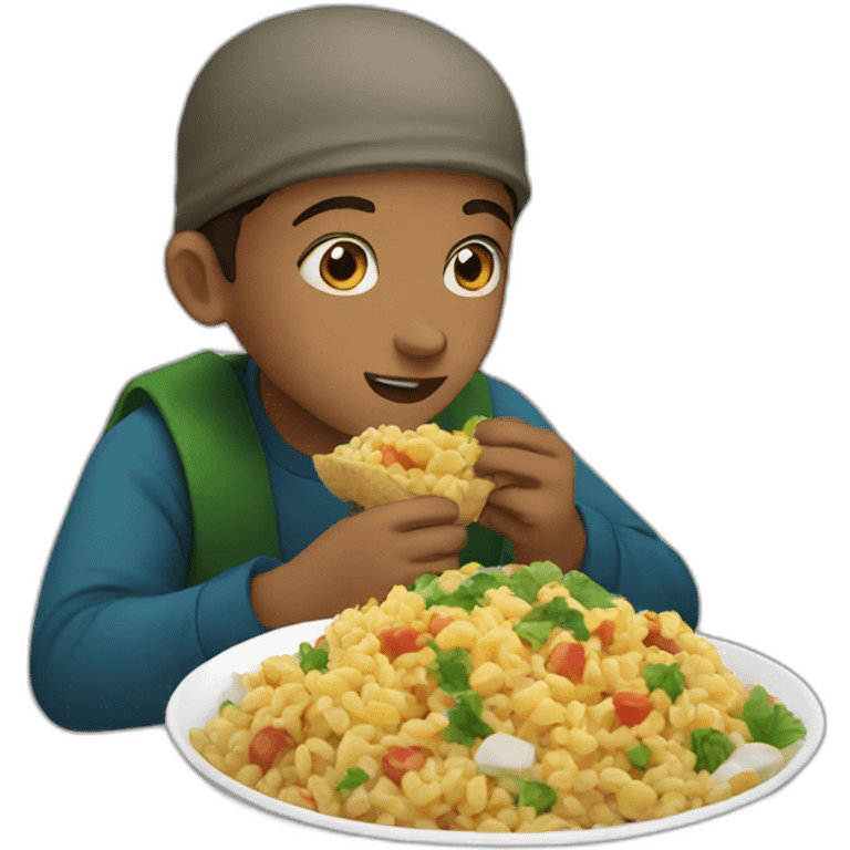 Muslim boy eating food emoji