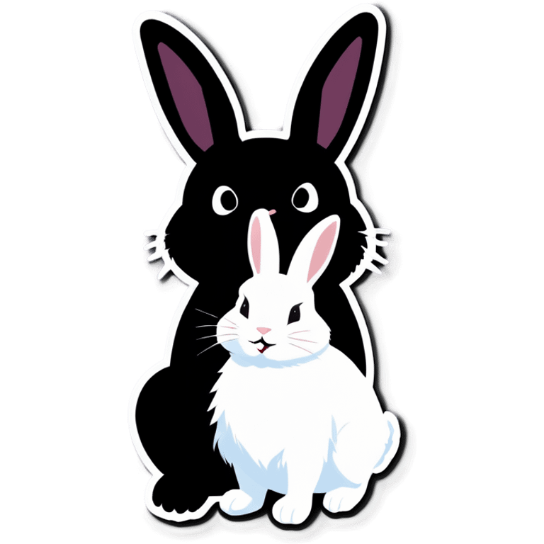 Black rabbit with white rabbit  emoji