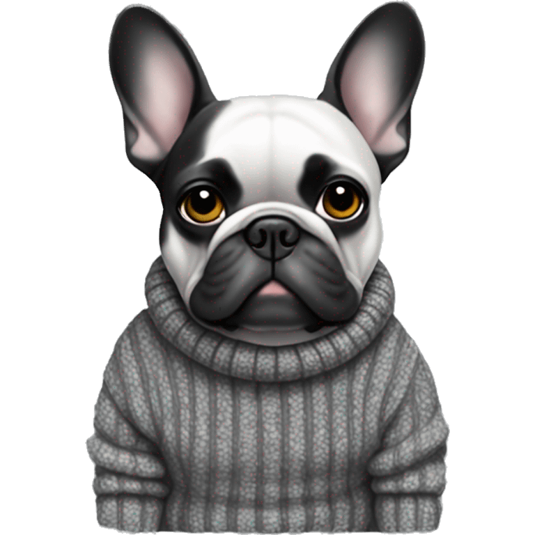 Dark Grey  black spots French  bulldog in sweater emoji