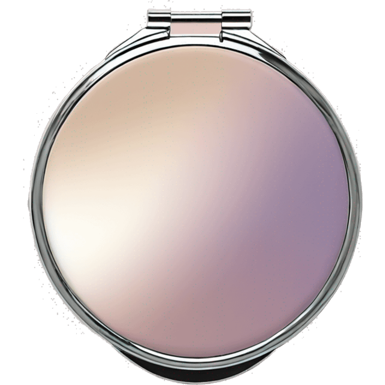 A round, elegant compact mirror with a shiny pastel or gold exterior. emoji