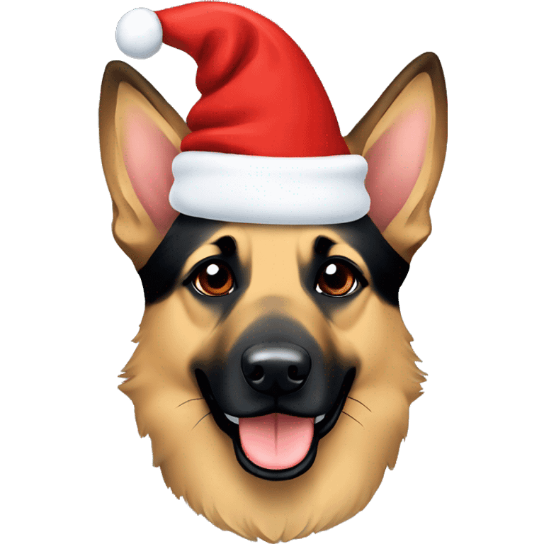 German shepherd with Santa hat emoji