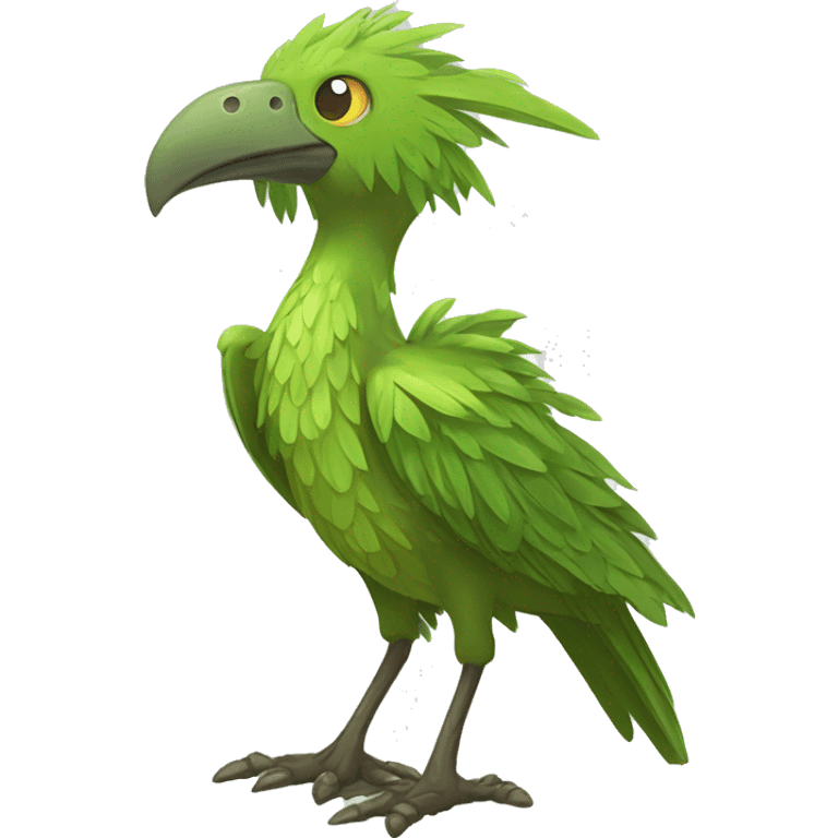 earthly muddy fresh Cool Cute Fantasy legendary swampy tree-jungle-bird plant-grass-type-Dendro-avian Fakemon full body emoji