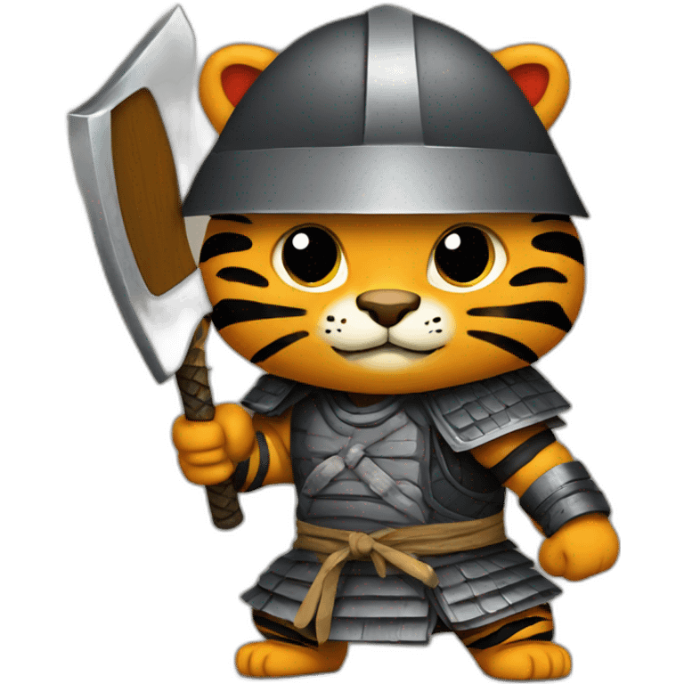 Tiger samurai holding axe emoji