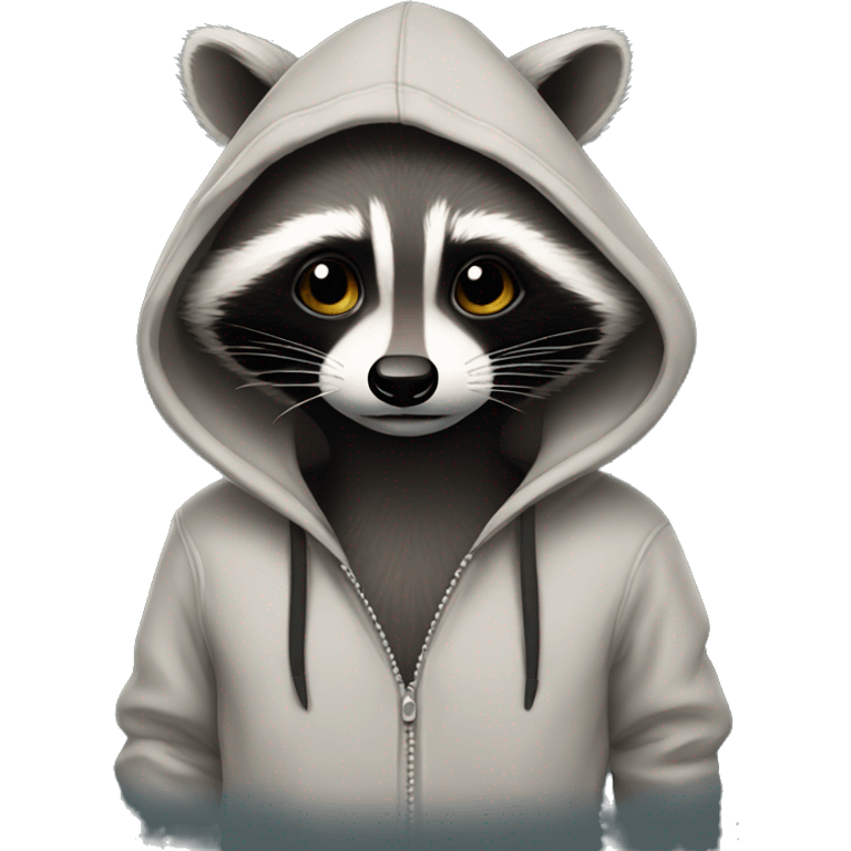 Raccoon wearing a hoodie emoji