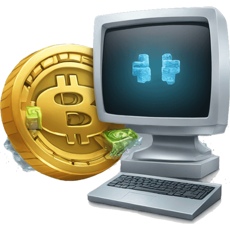 cold computer with the bitcoin on the screen emoji