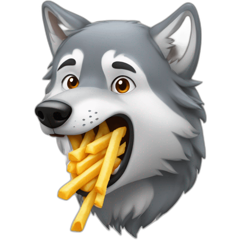 Loup qui mange une frite emoji