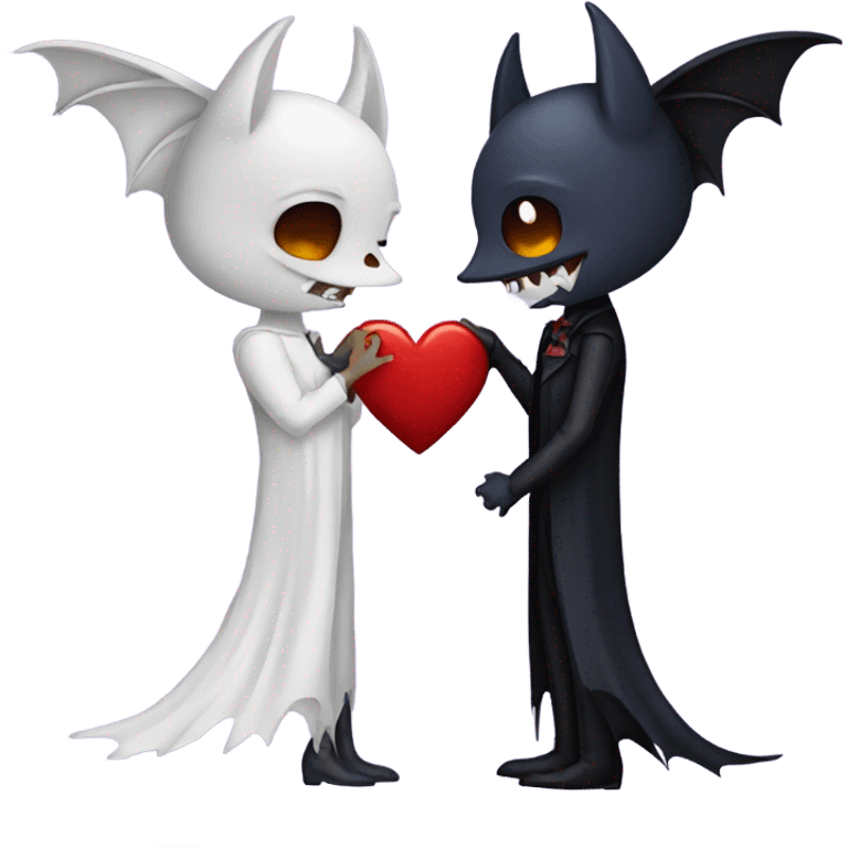 A bat and vampire kissing emoji