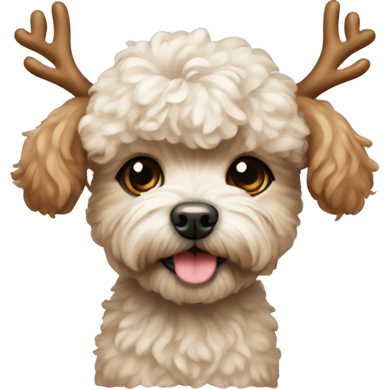 Maltipoo dog with reindeer antlers  emoji