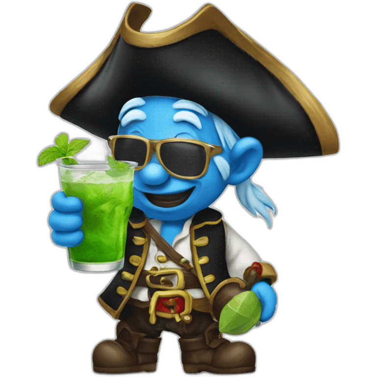 pirate Papa Smurf drinking mojito emoji