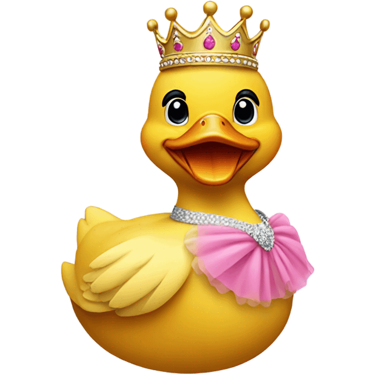 Duck with pink tutu with crown emoji