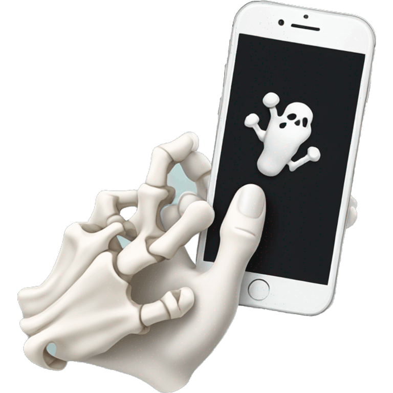 bone hand holding a mobile phone emoji