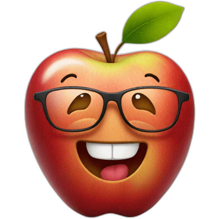 Apple with glasses and smiling emoji