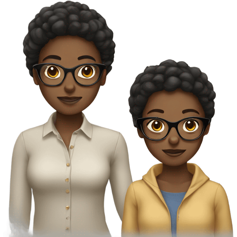 Three black girls wearing glasses emoji