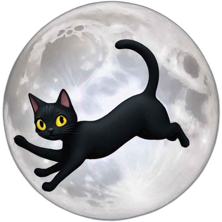 black cat riding the moon emoji