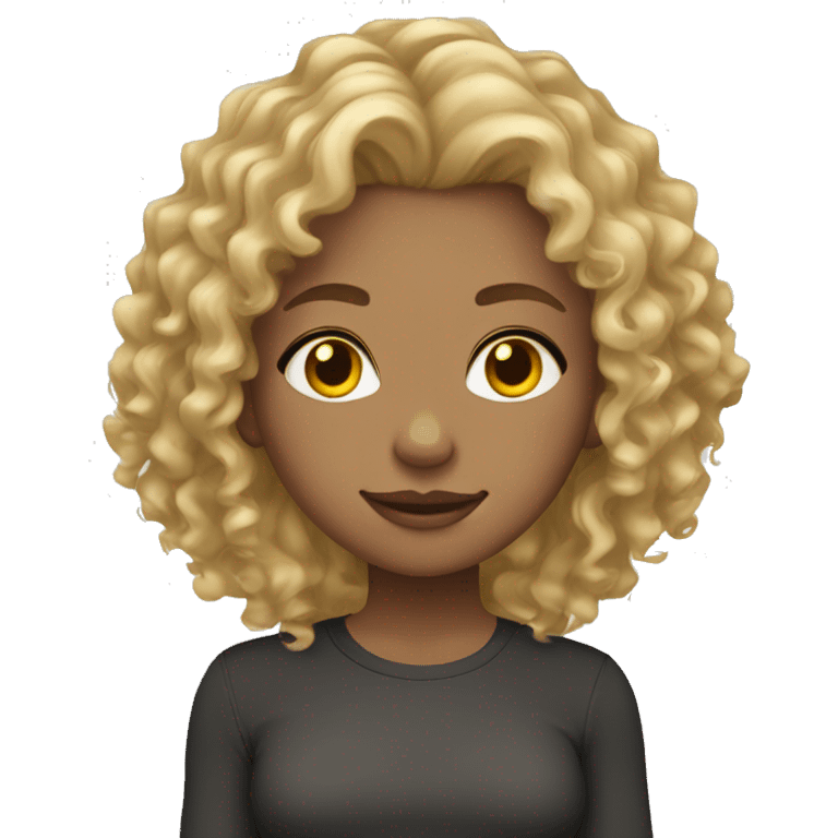 girl curly blond hair, yellow eyes, light brown skin emoji