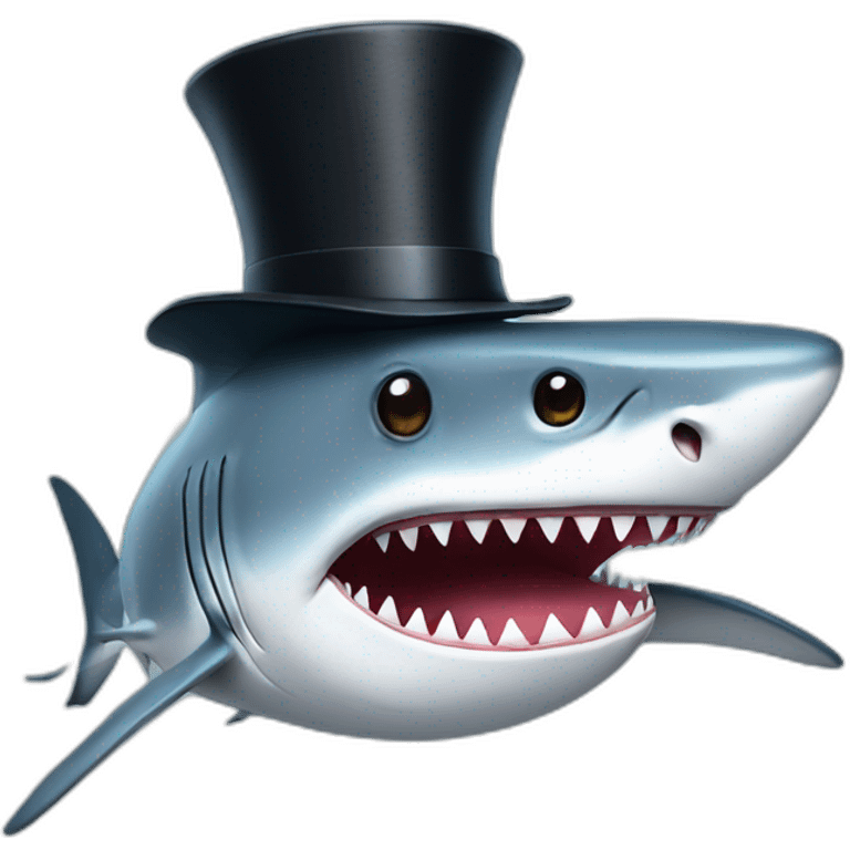 Shark with a top hat emoji