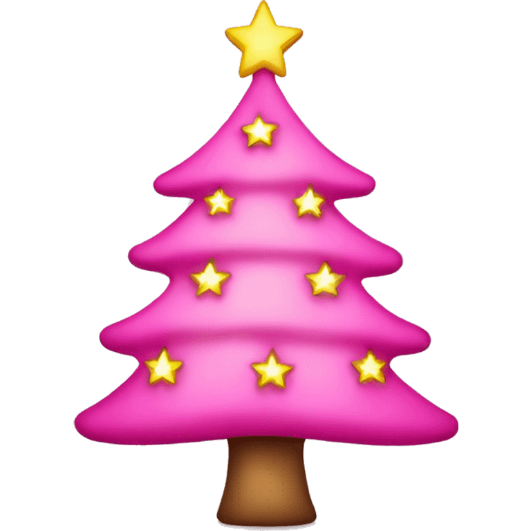 Pink Christmas tree with lights and a star emoji