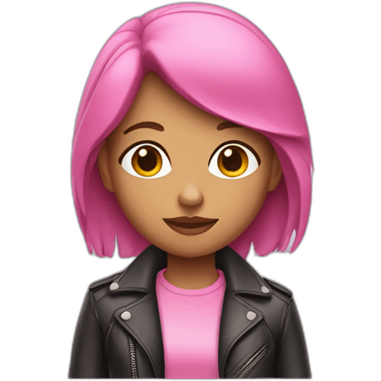 Girl in pink leather jacket emoji