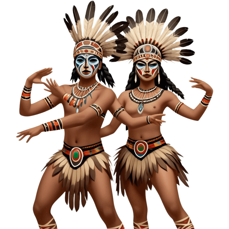 Cinematic Realistic scene of two indigenous dancers performing an Aboriginal Corroboree, adorned in intricate traditional body paint and ceremonial attire, captured in fluid motion with earthy tones and vibrant, cultural lighting emoji