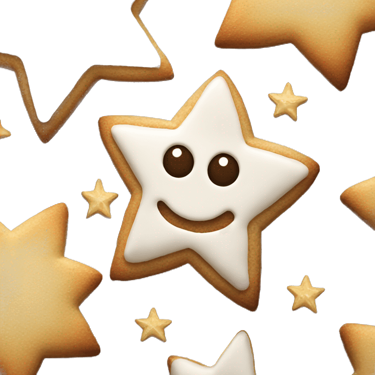 Christmas Cookie in star shape with glazed sugar emoji