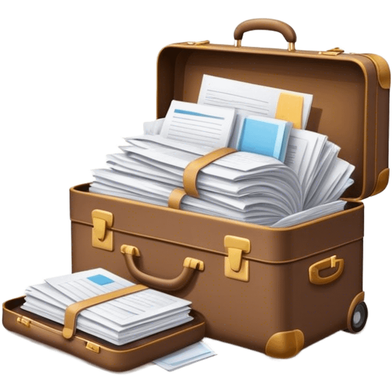 luggage bursting with a lot of documents and papers emoji