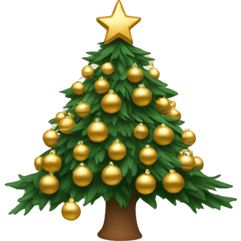 Christmas tree with gold baubles emoji