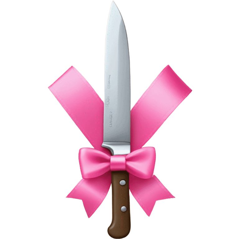 a knife with a pink ribbon bow emoji