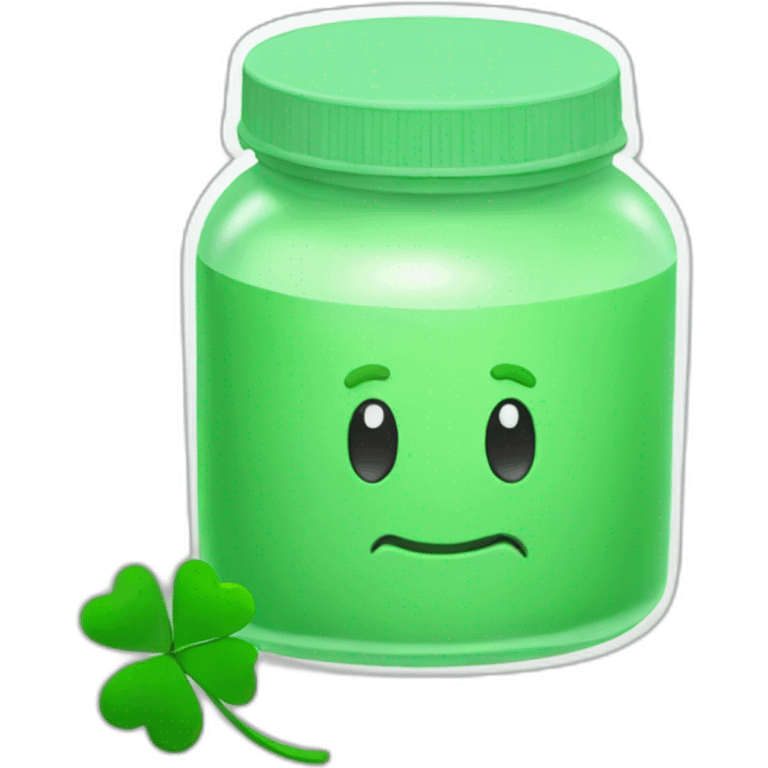 Green Protein Powder Jar with lucky clover emoji