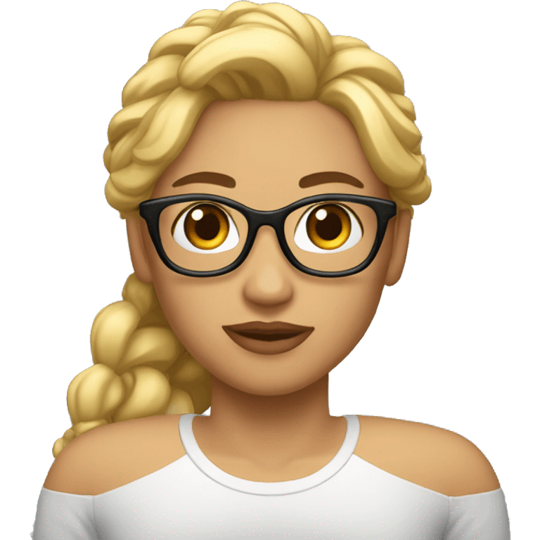 jefa cabello rubio y lentes emoji