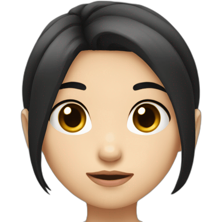 Asian girl with black hair doing Indifference face emoji