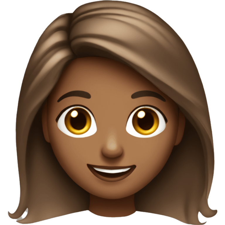 brown balayage Hair girl with macbook, smiling emoji