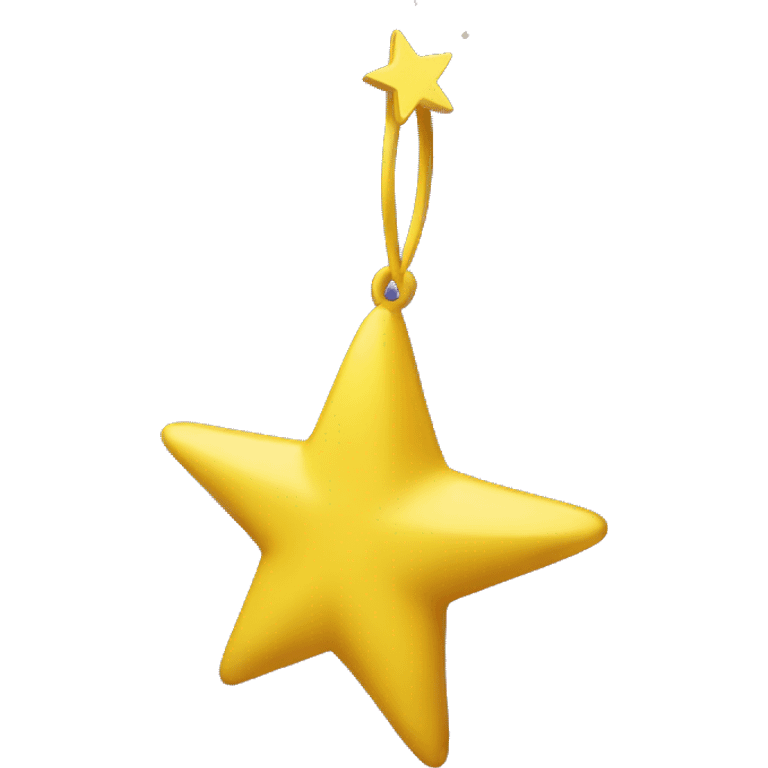 yellow star hanging from yellow crescent moon emoji