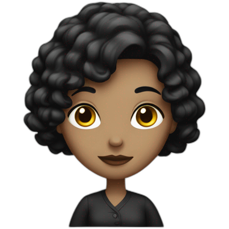 a white women with black hair, comics style emoji