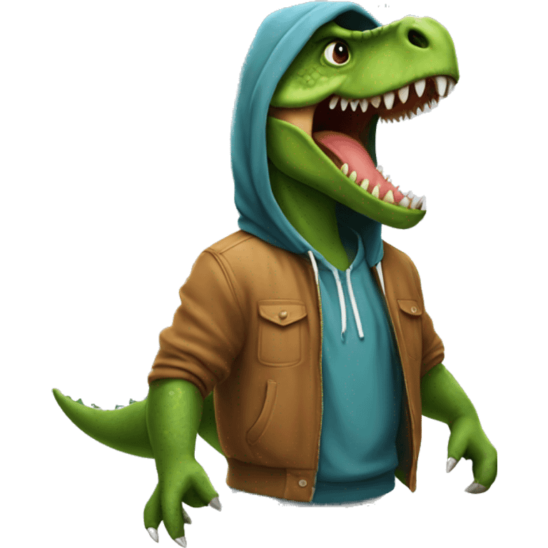 dinosaur wearing a hoodie emoji