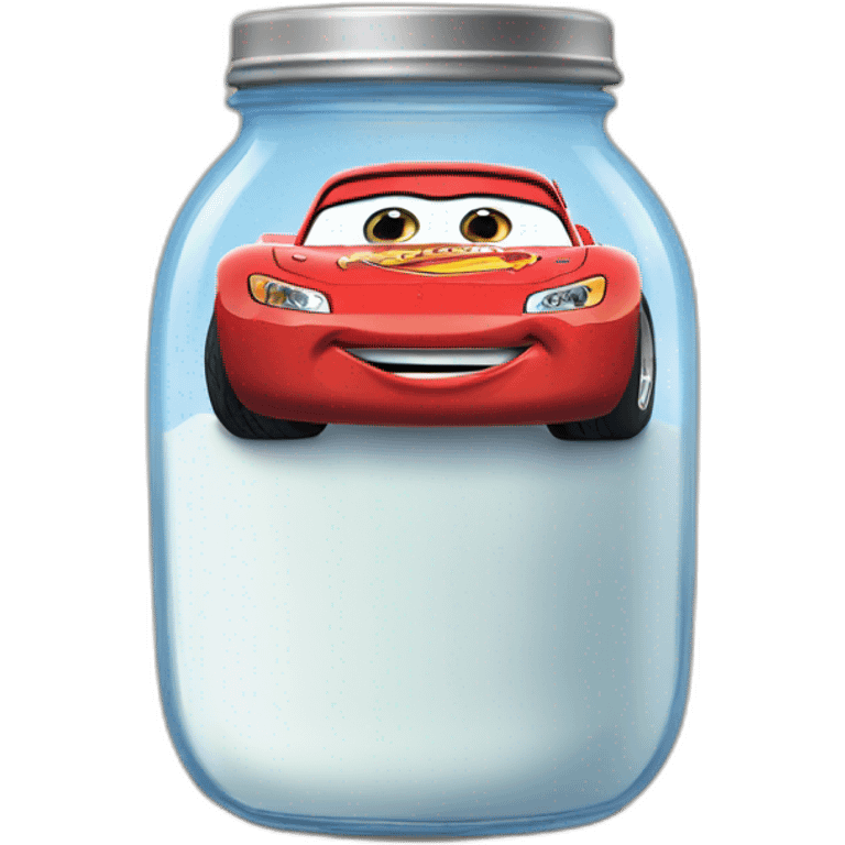 Lightning McQueen in jar with milk emoji