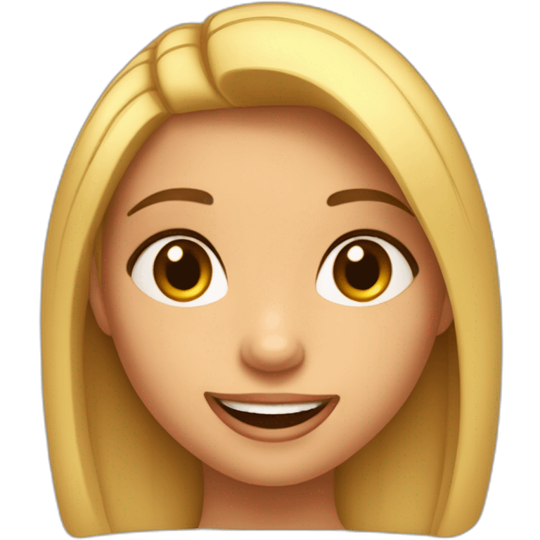 Rostro de niña morena con coleta y sonriente estilo pixar emoji