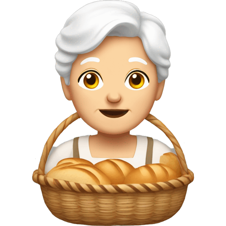 white grandma with bread basket emoji