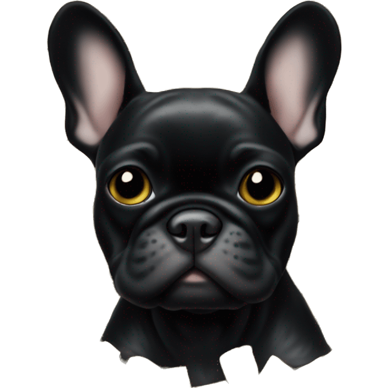 Black frenchie on pile of gold  emoji