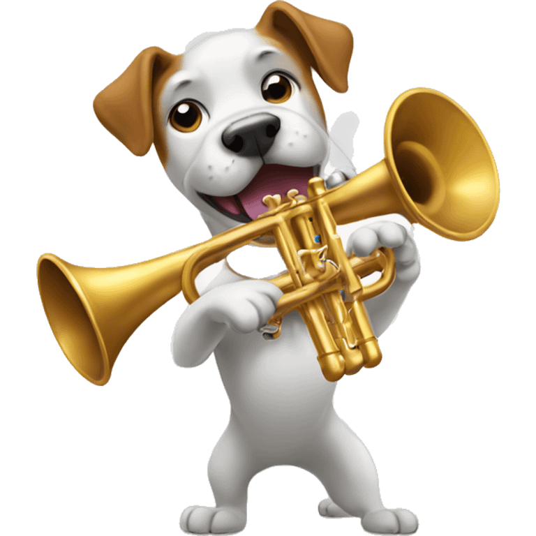 Dog playing trumpet emoji