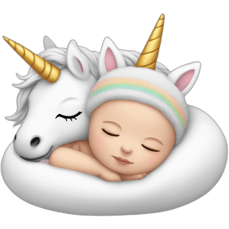 Sleeping white Newborn with unicorn headband emoji