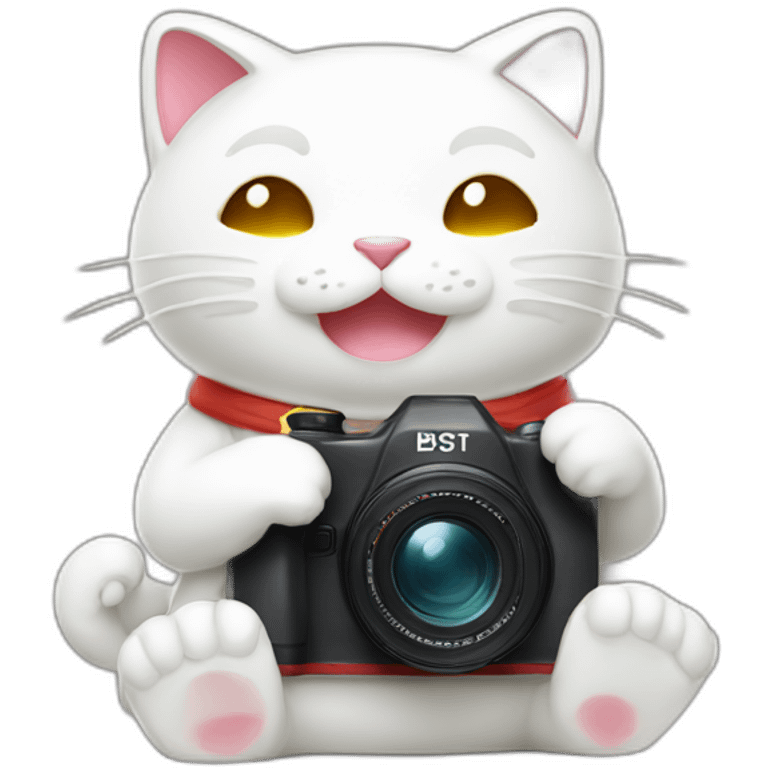 smiling-white-maneki-neko-with-camera emoji