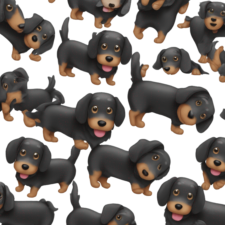 Black fluffy wiener dog with white emoji