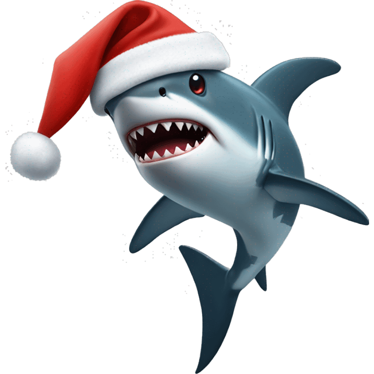 Shark with santa hat emoji