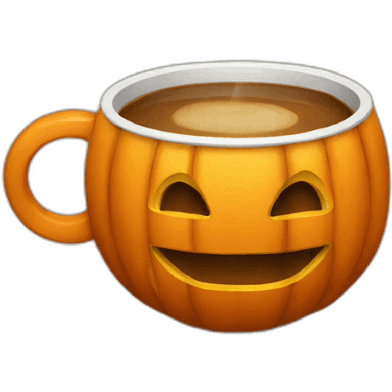 pumpkin drinking coffee emoji