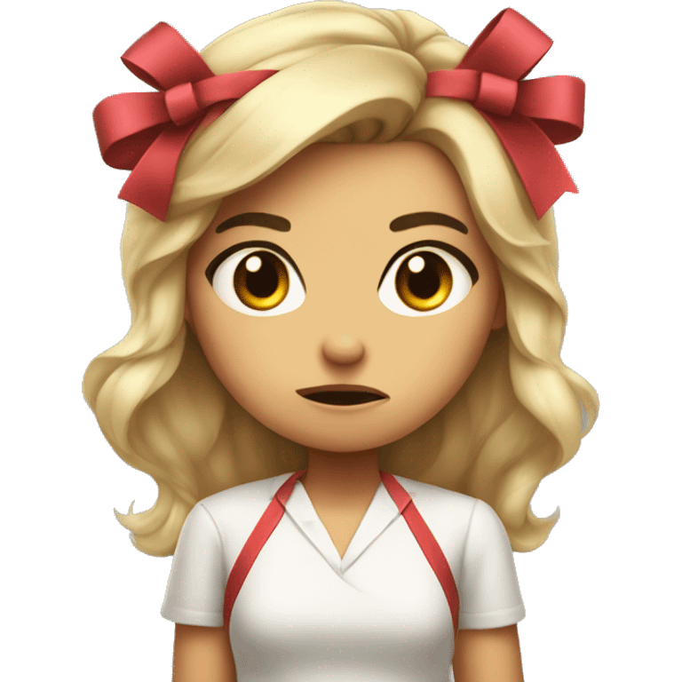 cute animted girl wth a bow in er hair being angry emoji