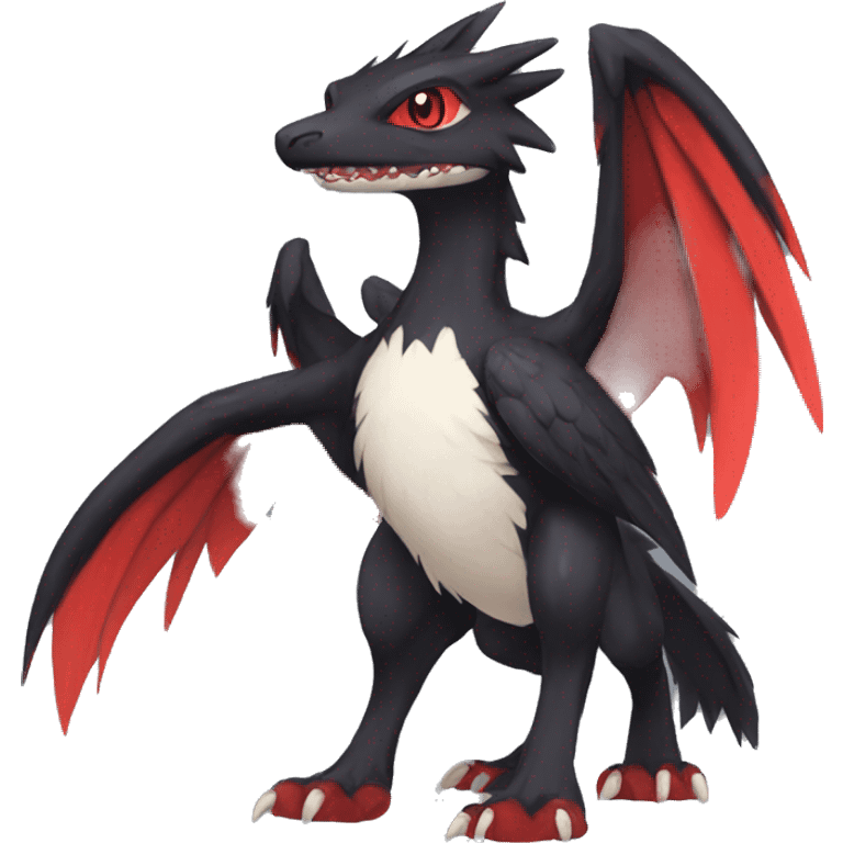 Anthro Cute cool black red nargacuga animal hybrid Fakemon full body emoji