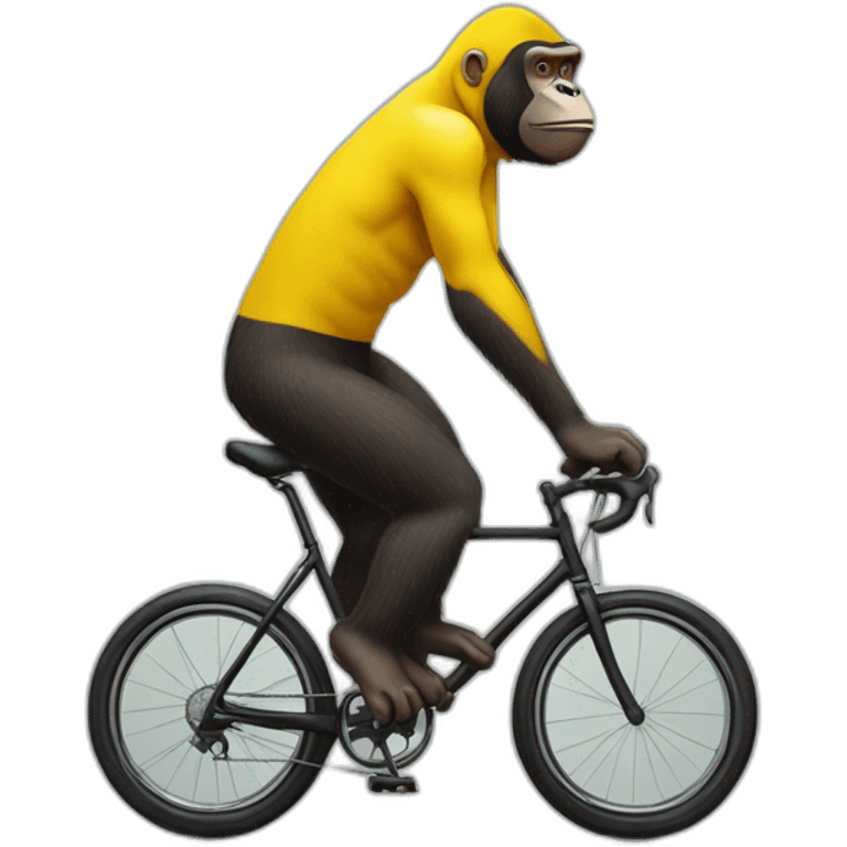 Vélo jaune, avec un gorille dessus emoji